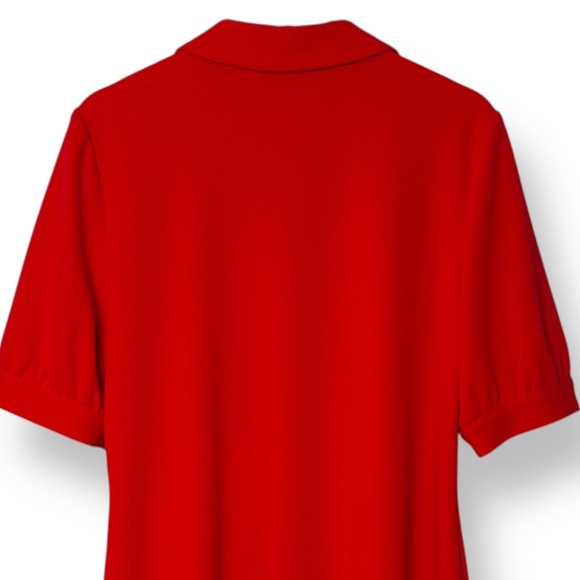 LONDON TIMES Red Collared Dress Gold Button Pullover Size 14 - Picture 3 of 8